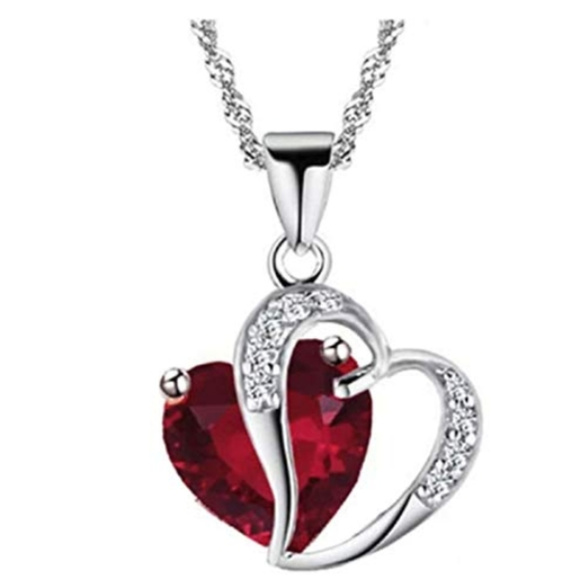 Red Sweetheart Necklace and Earring Set - Picture 2 of 3